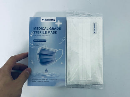 Mapretty Disposable Face Masks 30-Pack, 3-Ply (98% BFE) -Individually Wrapped Masks for Family & Office Use