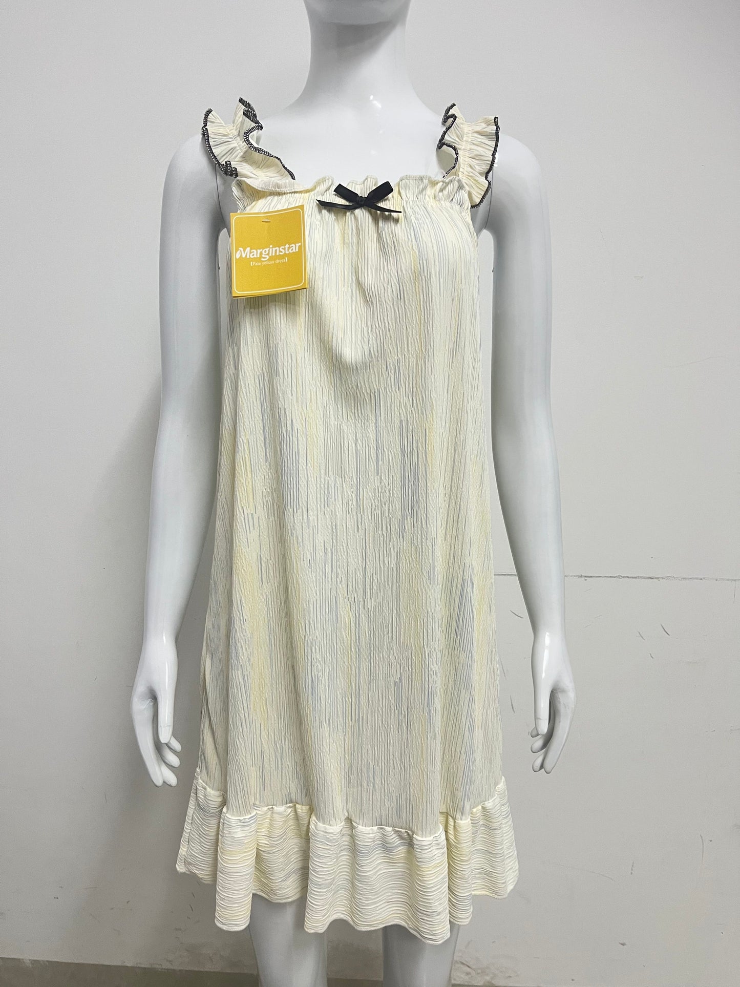 【Marginstar Pale Yellow Ruffle Dress】—— Sweet & Airy Comfort for Lazy Days