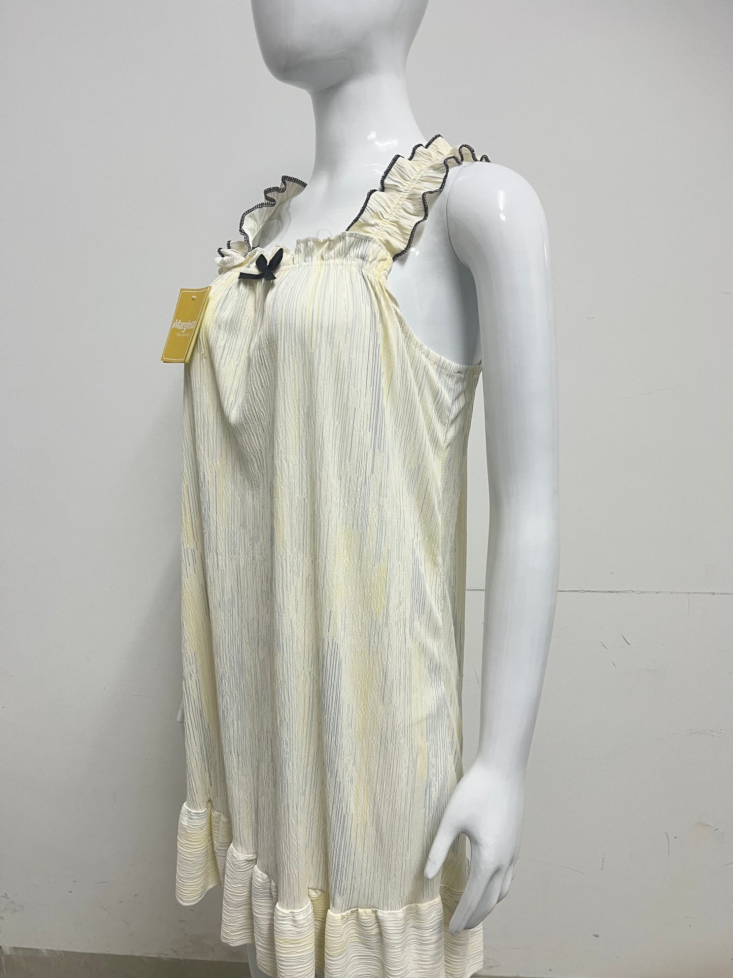 【Marginstar Pale Yellow Ruffle Dress】—— Sweet & Airy Comfort for Lazy Days