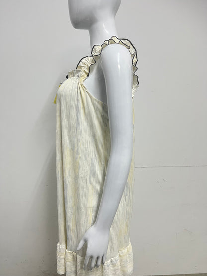 【Marginstar Pale Yellow Ruffle Dress】—— Sweet & Airy Comfort for Lazy Days