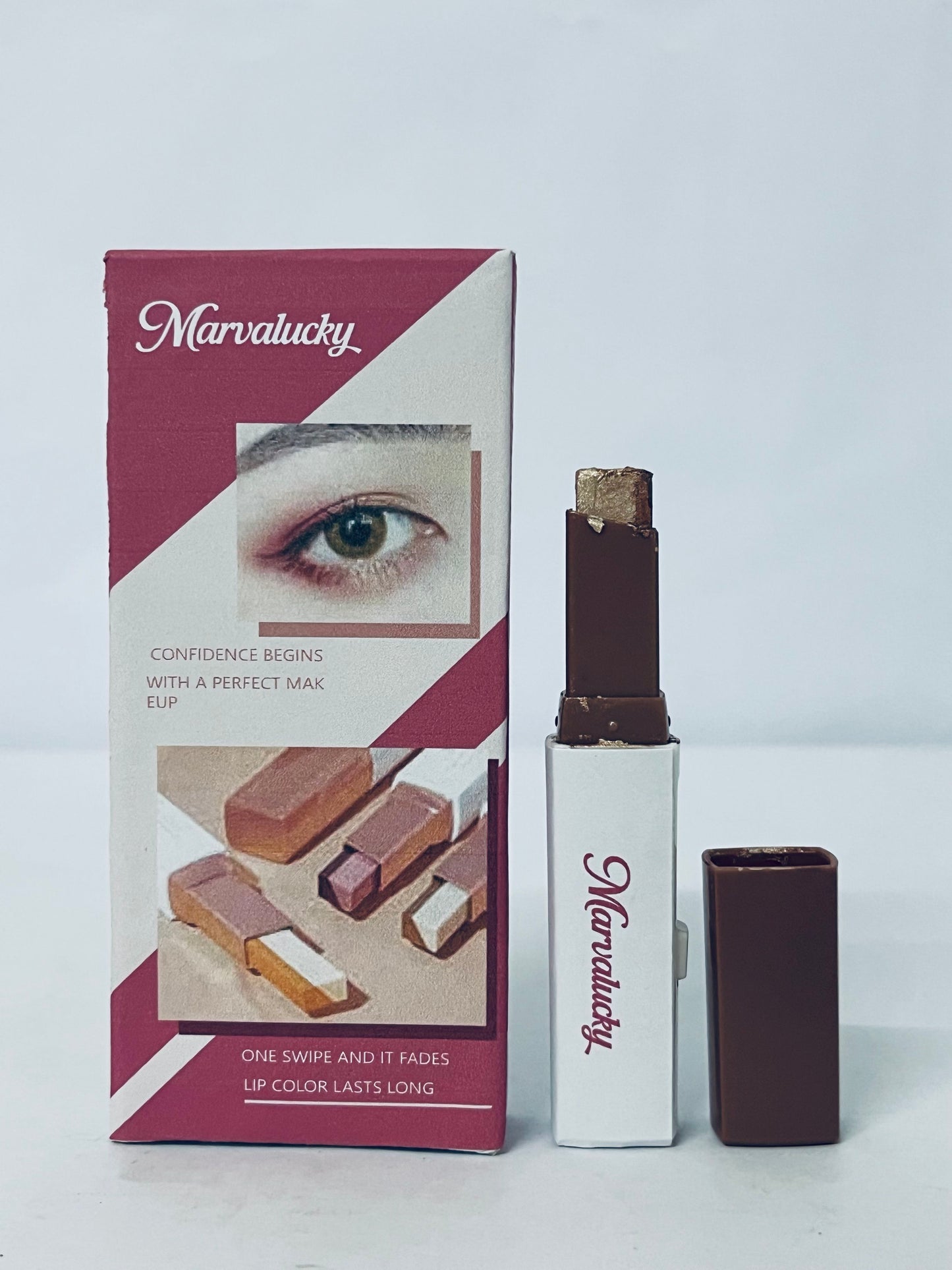 Marvalucky Eyeshadow 101 Cream-to-Powder Waterproof Shadow Stick – Champagne Shimmer – Long-Lasting, Crease-Proof, Medium Golden-Beige Shimmer Cream Eyeshadow with Built-in Smudger