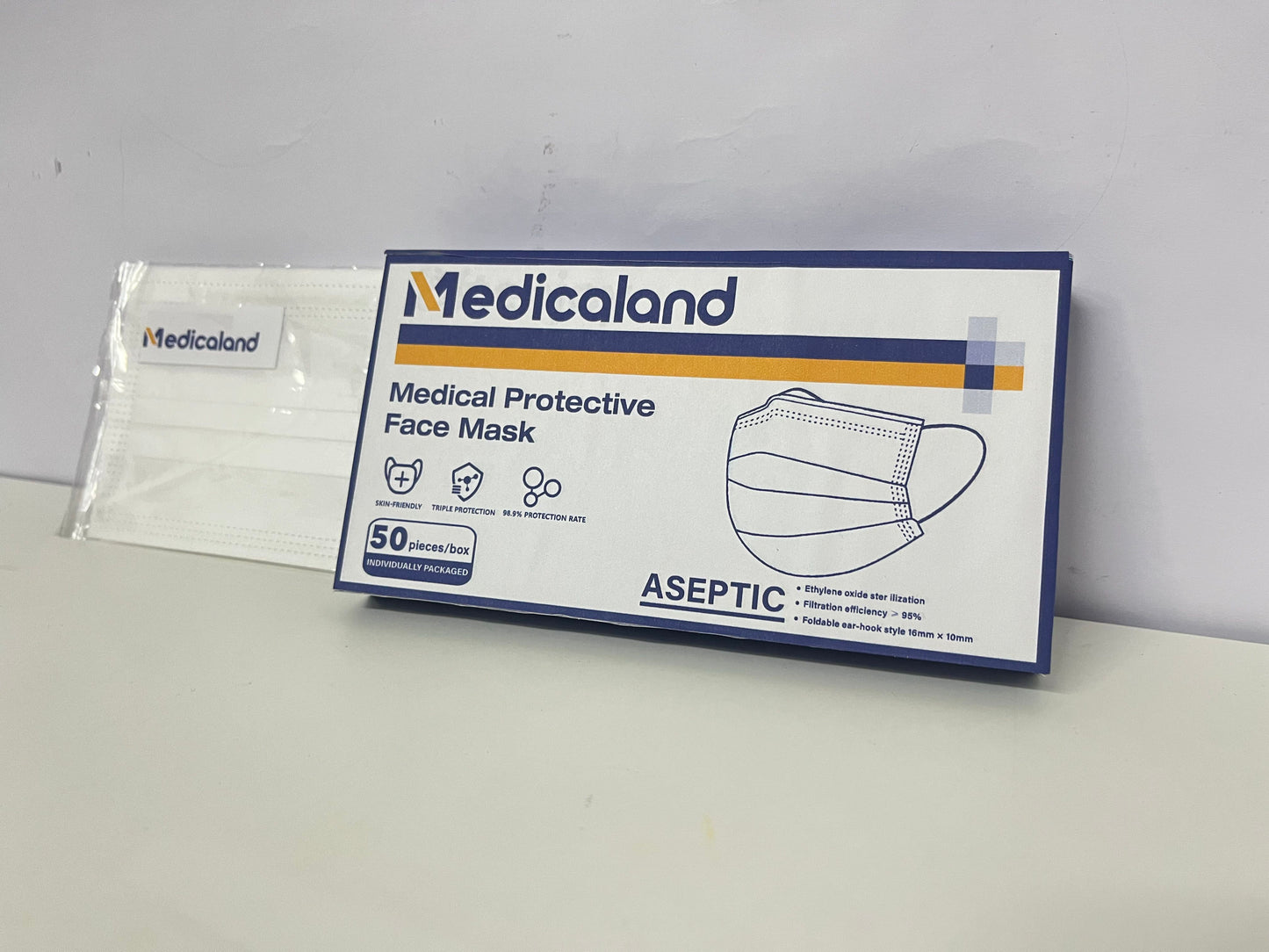 [Medicaland Sanitary masks]-Medical Protective Face Mask - Individually Packaged 3-Layer Breathable & Skin-Friendly