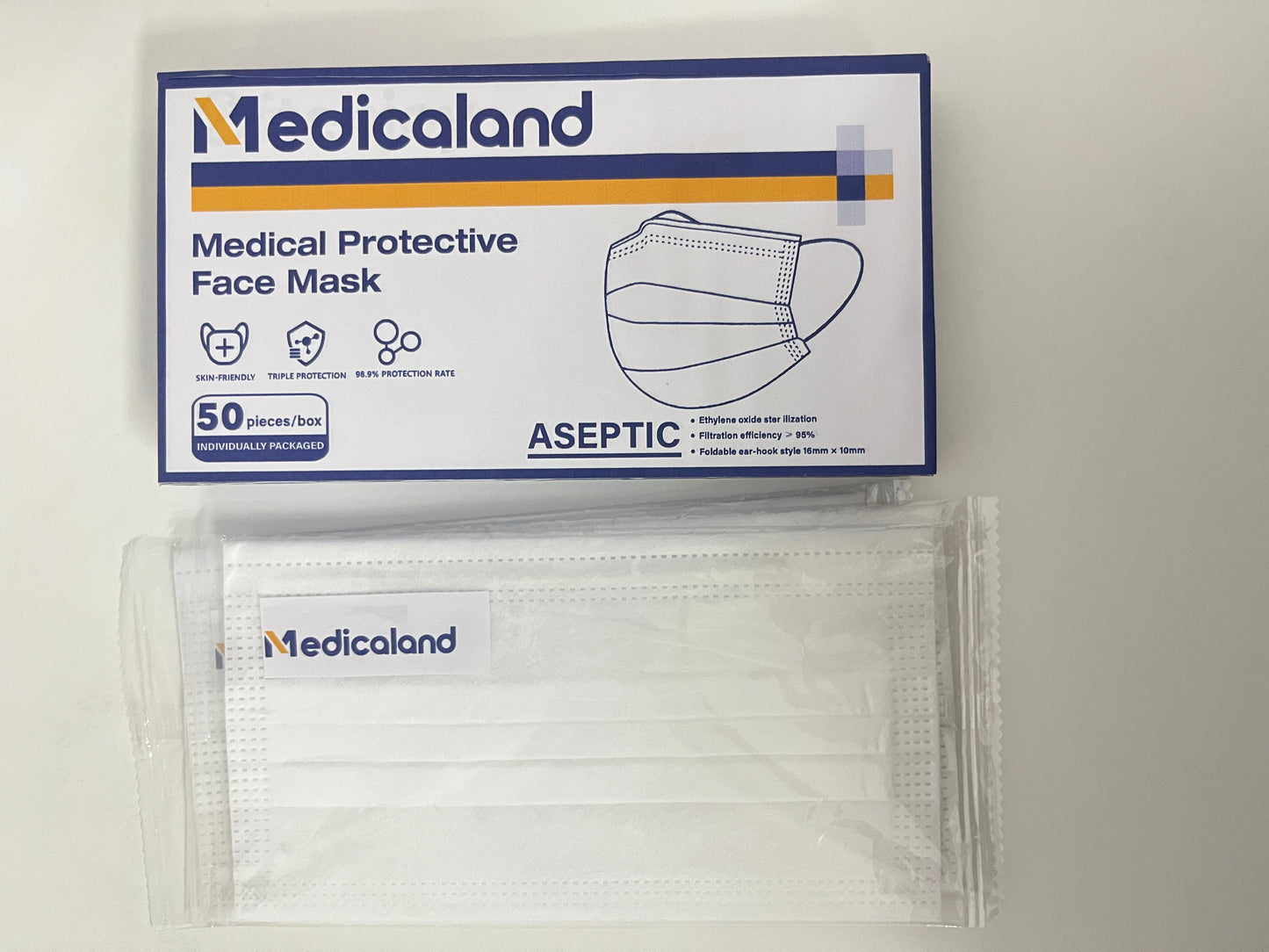 [Medicaland Sanitary masks]-Medical Protective Face Mask - Individually Packaged 3-Layer Breathable & Skin-Friendly