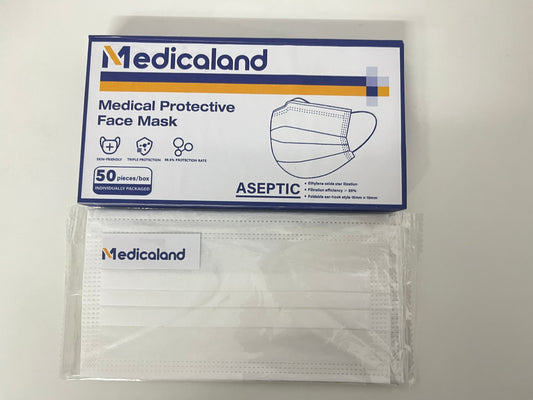 [Medicaland Sanitary masks]-Medical Protective Face Mask - Individually Packaged 3-Layer Breathable & Skin-Friendly