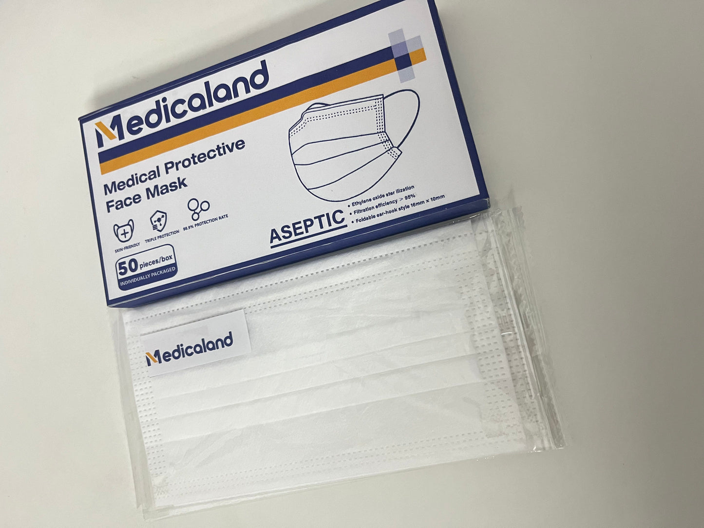 [Medicaland Sanitary masks]-Medical Protective Face Mask - Individually Packaged 3-Layer Breathable & Skin-Friendly