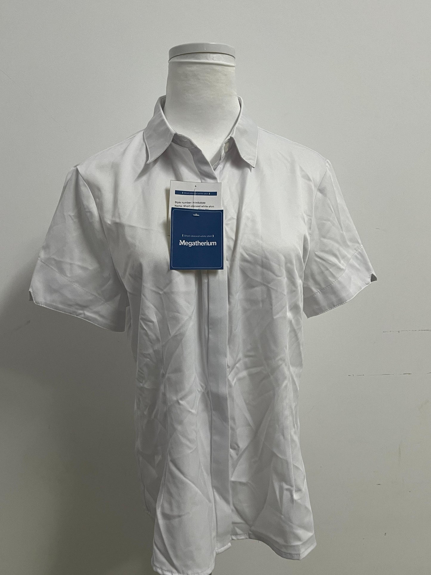 Megatherium Women's White Short-Sleeve Shirt | Minimalist & Versatile for Office & Casual Wear