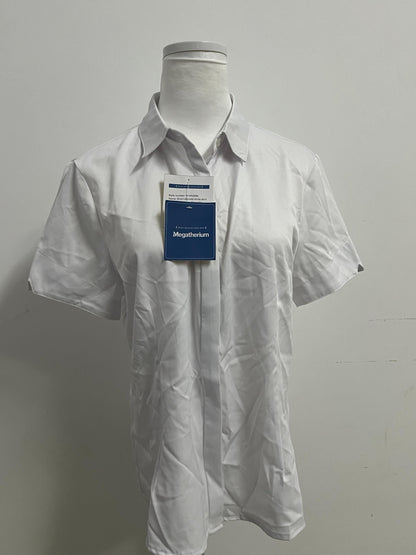 Megatherium Women's White Short-Sleeve Shirt | Minimalist & Versatile for Office & Casual Wear
