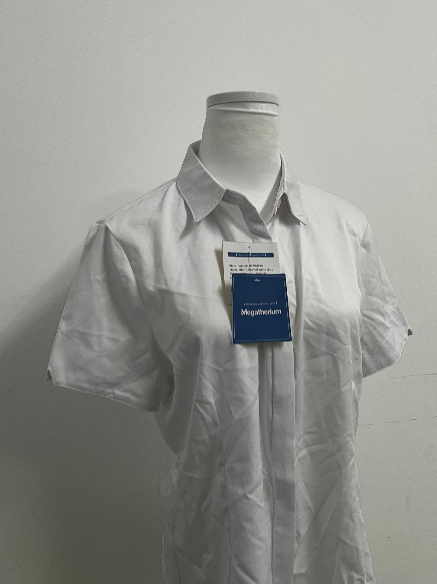 Megatherium Women's White Short-Sleeve Shirt | Minimalist & Versatile for Office & Casual Wear