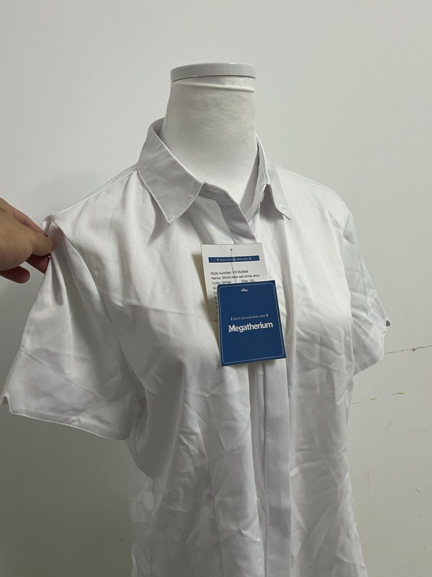 Megatherium Women's White Short-Sleeve Shirt | Minimalist & Versatile for Office & Casual Wear