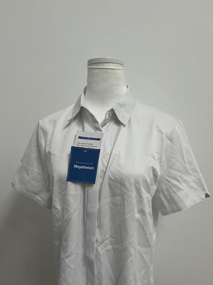 Megatherium Women's White Short-Sleeve Shirt | Minimalist & Versatile for Office & Casual Wear