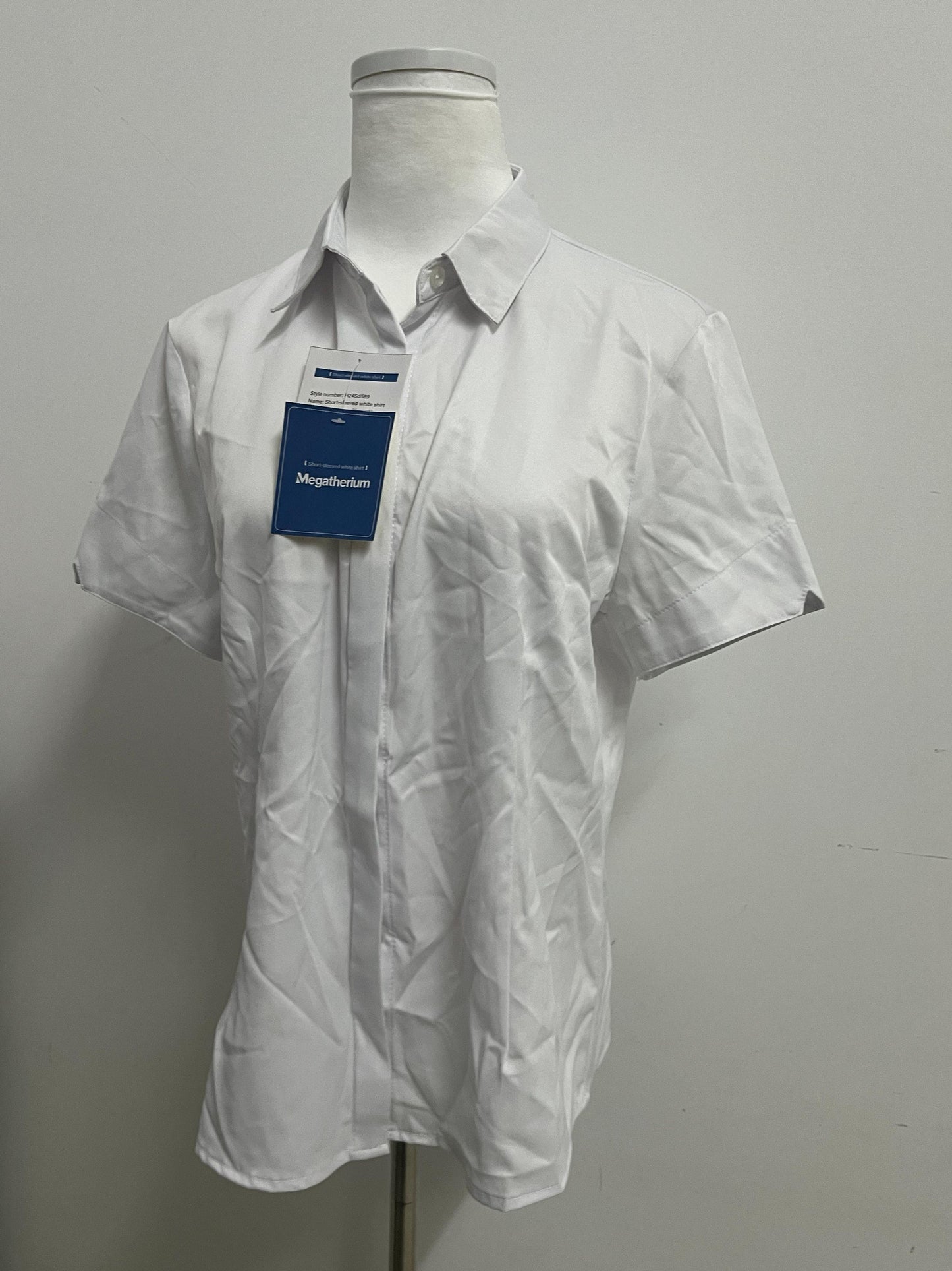 Megatherium Women's White Short-Sleeve Shirt | Minimalist & Versatile for Office & Casual Wear
