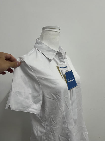 Megatherium Women's White Short-Sleeve Shirt | Minimalist & Versatile for Office & Casual Wear