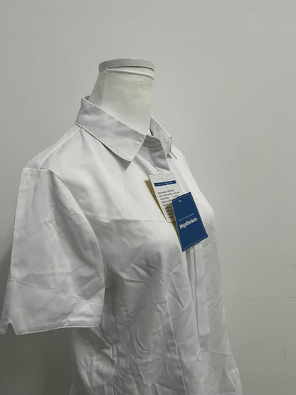 Megatherium Women's White Short-Sleeve Shirt | Minimalist & Versatile for Office & Casual Wear