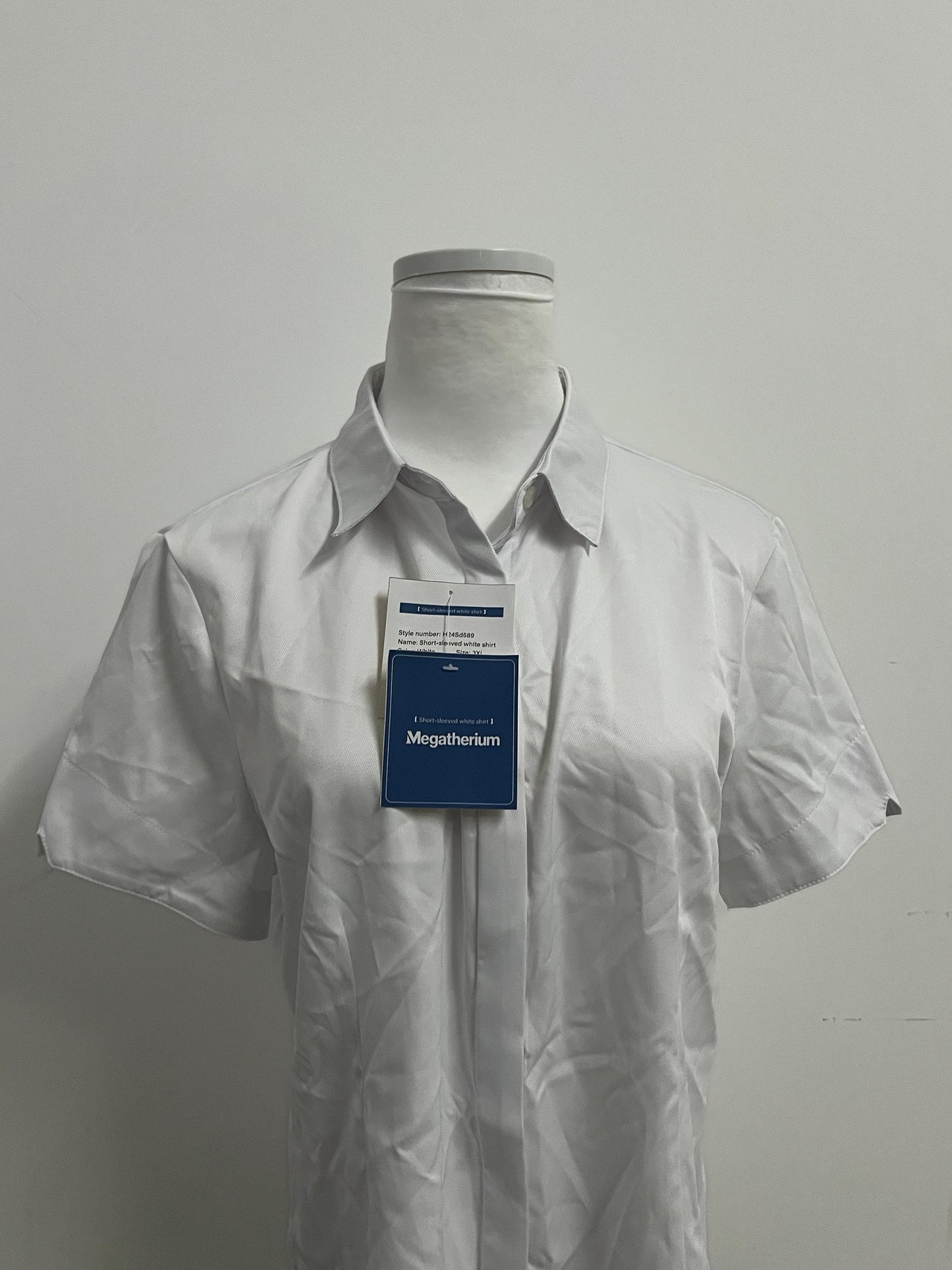 Megatherium Women's White Short-Sleeve Shirt | Minimalist & Versatile for Office & Casual Wear