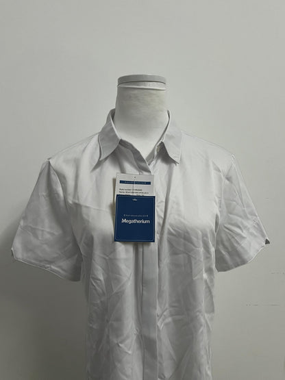 Megatherium Women's White Short-Sleeve Shirt | Minimalist & Versatile for Office & Casual Wear