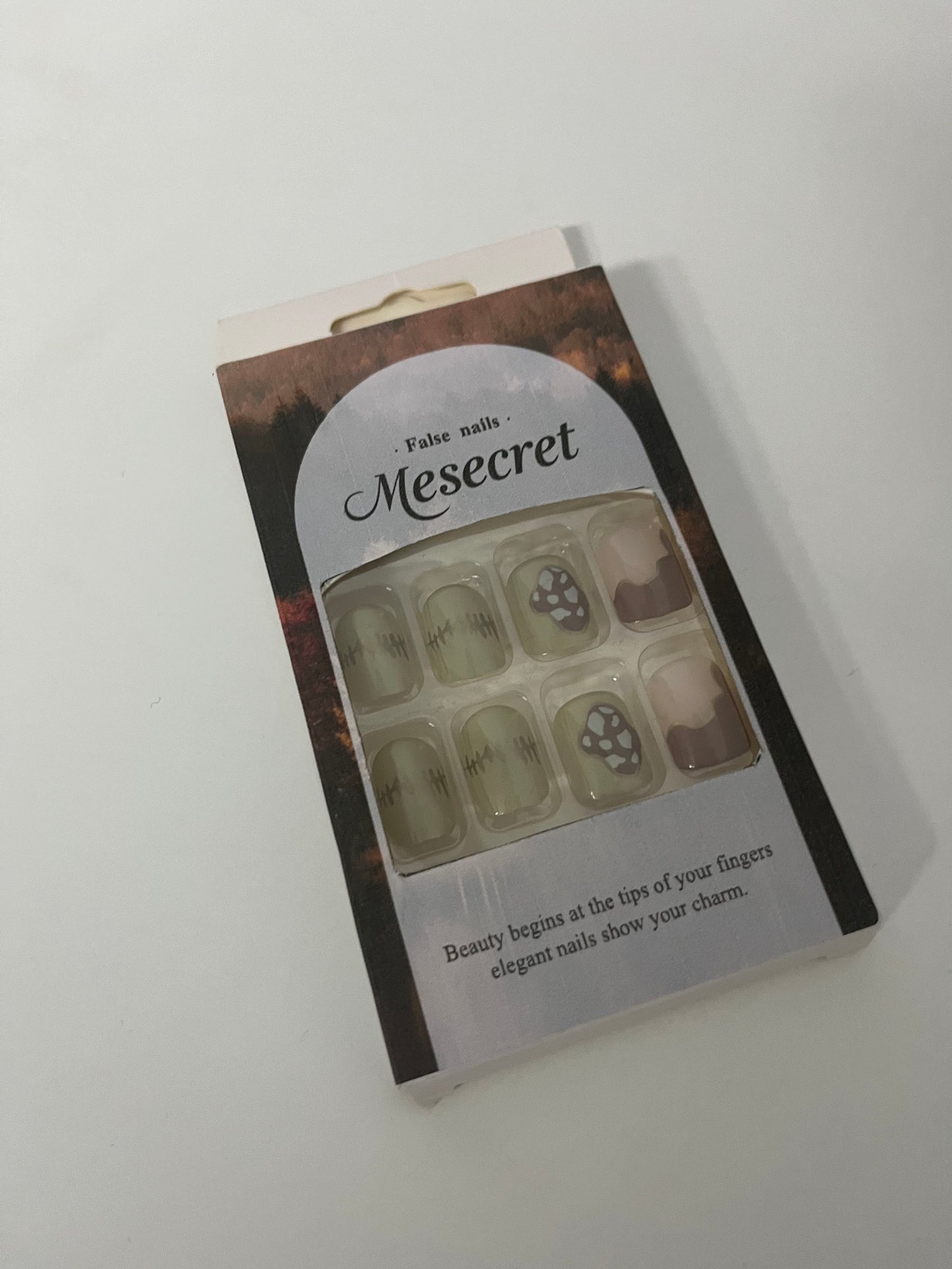 [Mesecret False nails]——Mesecret Retro Oil Painting Press-On Nails - Short Square Color-Block Nail Art