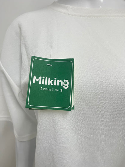 【Milking Oversized White T-shirt】—— Effortless Comfort for Everyday Style