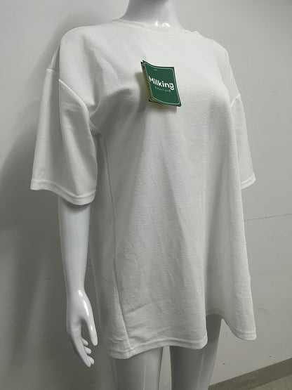 【Milking Oversized White T-shirt】—— Effortless Comfort for Everyday Style
