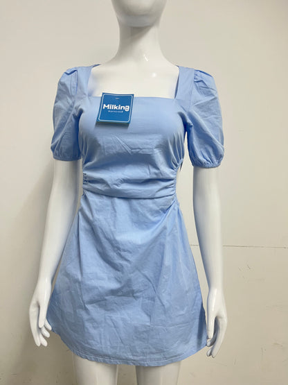 【Milking Light Blue Puff Sleeve Dress】—— Fresh Feminine Style for Summer Days