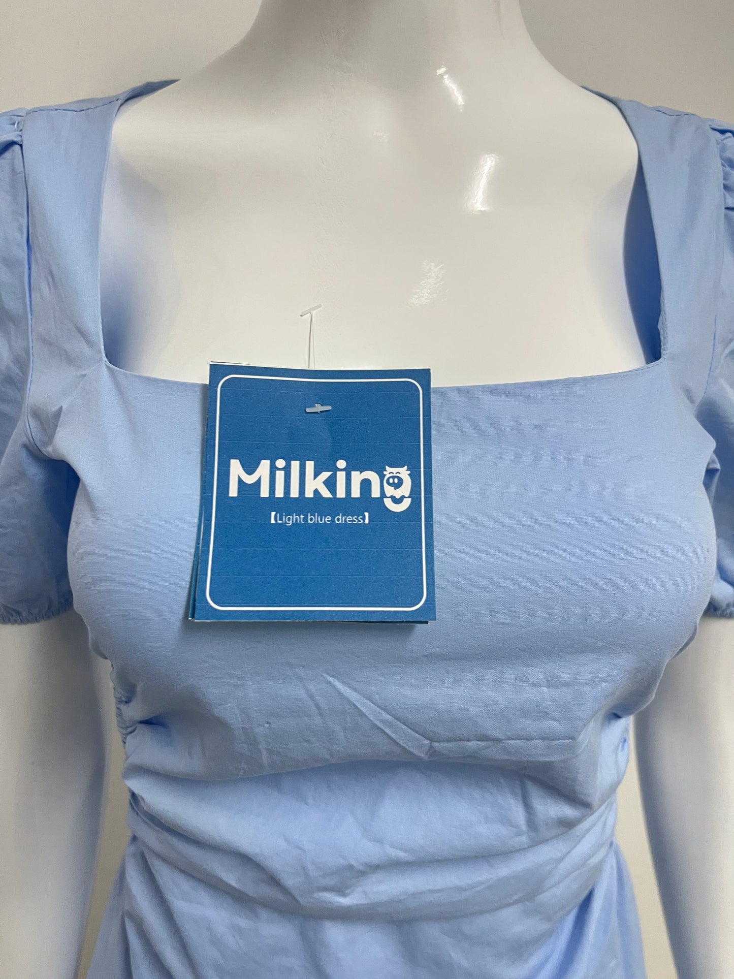 【Milking Light Blue Puff Sleeve Dress】—— Fresh Feminine Style for Summer Days