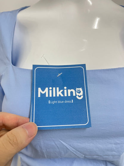 【Milking Light Blue Puff Sleeve Dress】—— Fresh Feminine Style for Summer Days