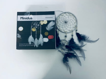 Minidus Dream catchers Silver-Gray Dreamcatcher Mysterious & Elegant Guard Good Dreams An Artistic Choice for Home Decoration and Spiritual Healing