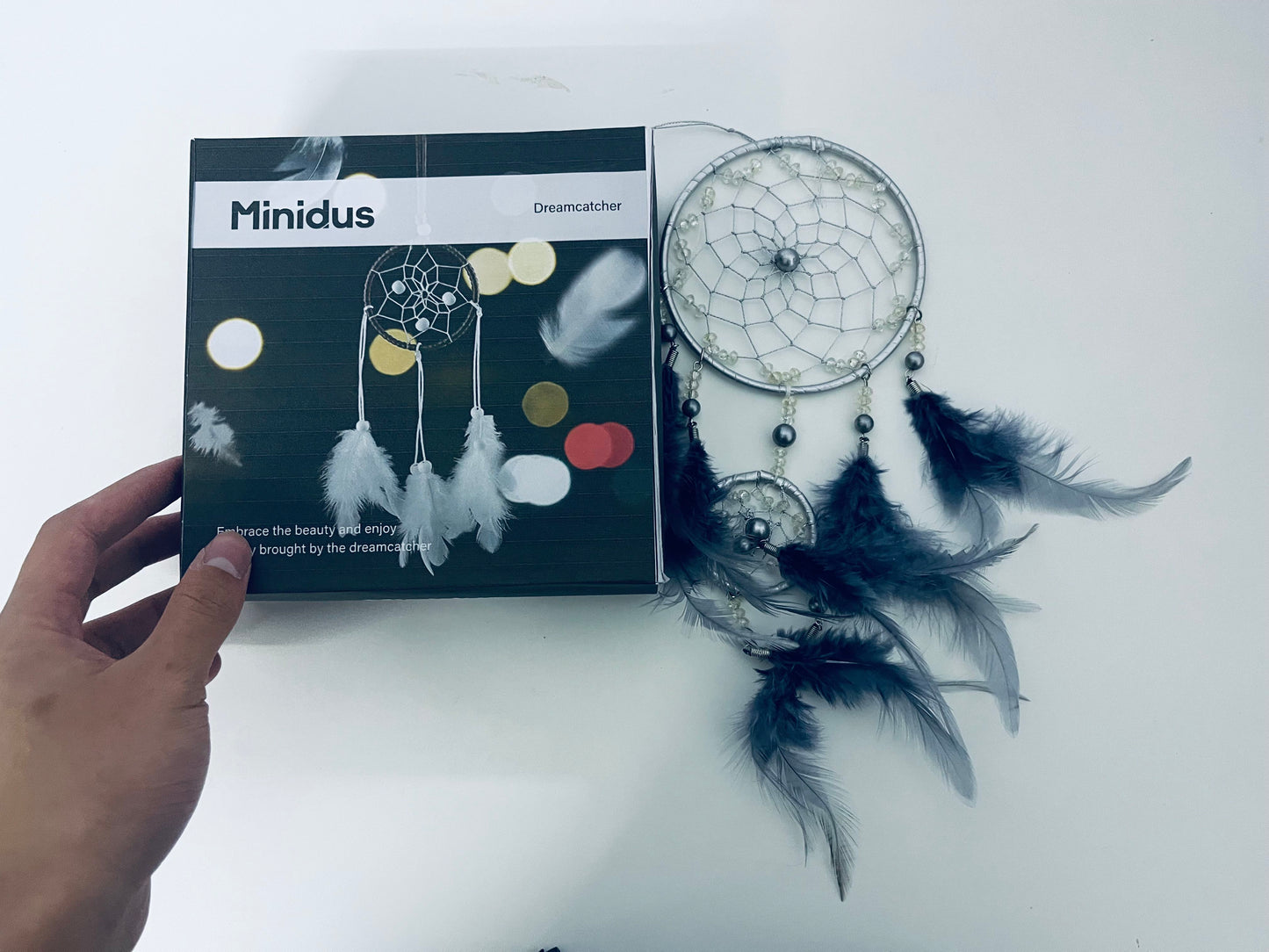 Minidus Dream catchers Silver-Gray Dreamcatcher Mysterious & Elegant Guard Good Dreams An Artistic Choice for Home Decoration and Spiritual Healing