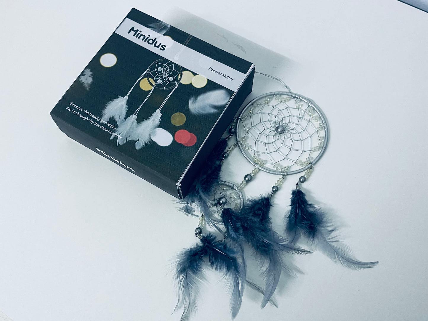 Minidus Dream catchers Silver-Gray Dreamcatcher Mysterious & Elegant Guard Good Dreams An Artistic Choice for Home Decoration and Spiritual Healing