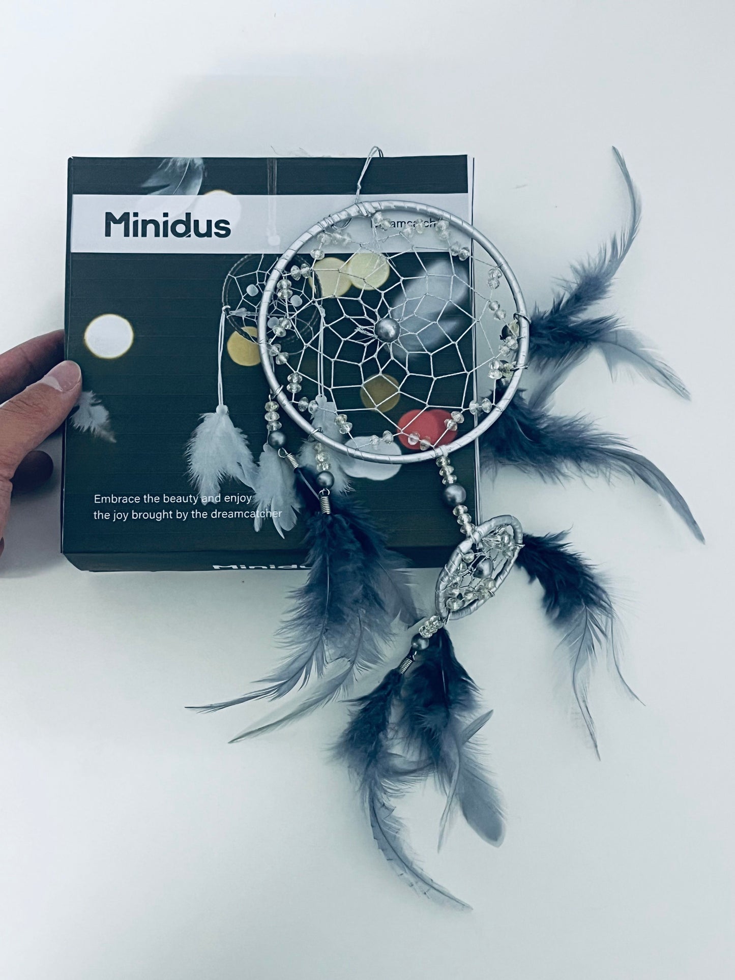 Minidus Dream catchers Silver-Gray Dreamcatcher Mysterious & Elegant Guard Good Dreams An Artistic Choice for Home Decoration and Spiritual Healing