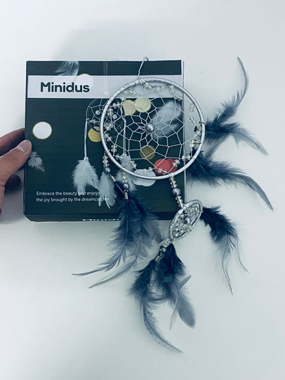 Minidus Dream catchers Silver-Gray Dreamcatcher Mysterious & Elegant Guard Good Dreams An Artistic Choice for Home Decoration and Spiritual Healing