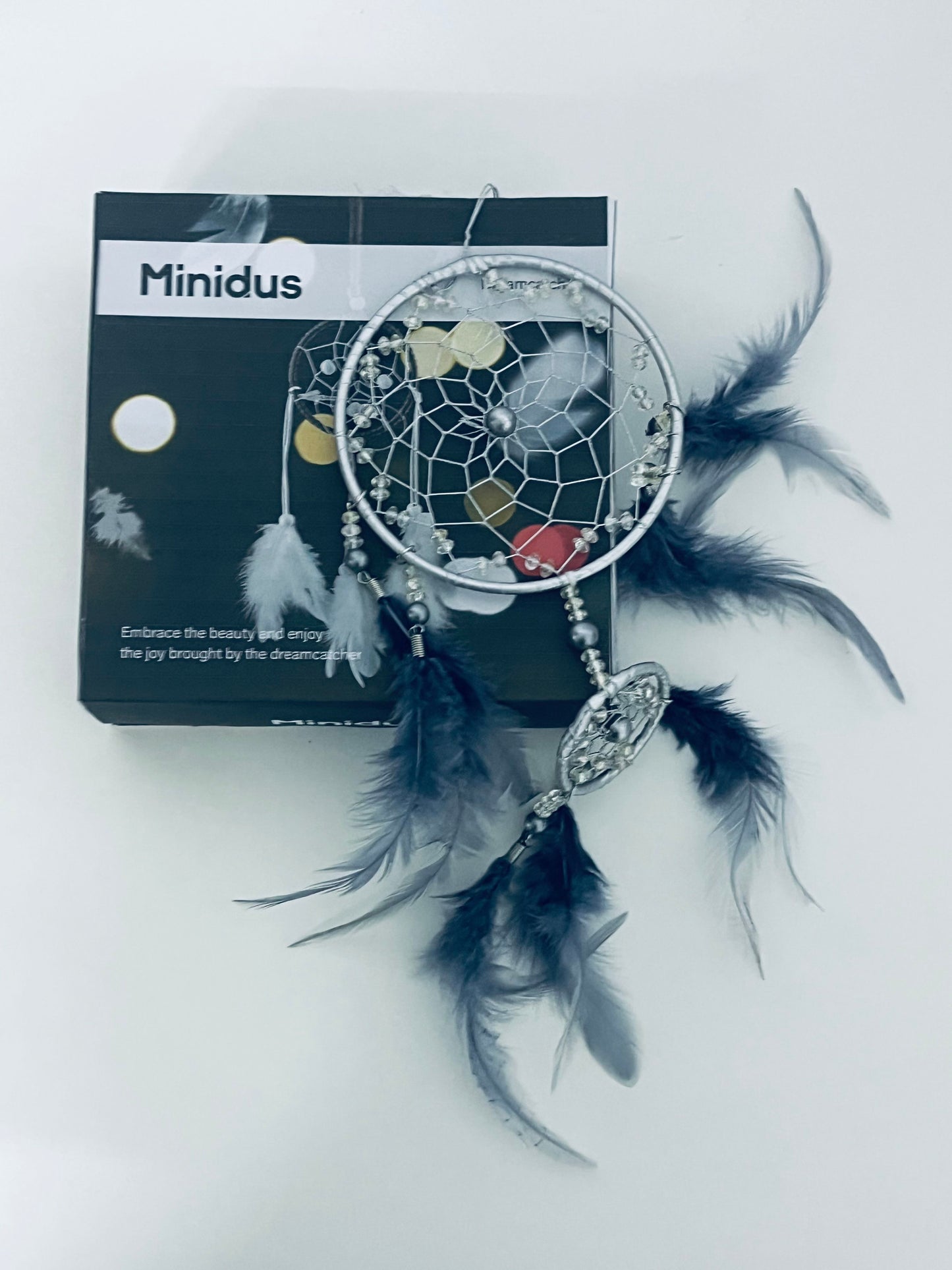 Minidus Dream catchers Silver-Gray Dreamcatcher Mysterious & Elegant Guard Good Dreams An Artistic Choice for Home Decoration and Spiritual Healing
