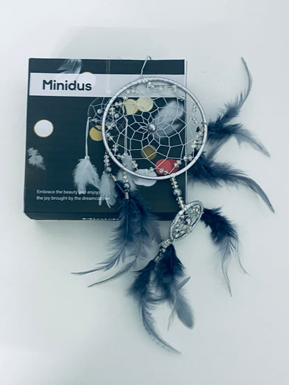 Minidus Dream catchers Silver-Gray Dreamcatcher Mysterious & Elegant Guard Good Dreams An Artistic Choice for Home Decoration and Spiritual Healing