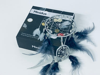 Minidus Dream catchers Silver-Gray Dreamcatcher Mysterious & Elegant Guard Good Dreams An Artistic Choice for Home Decoration and Spiritual Healing