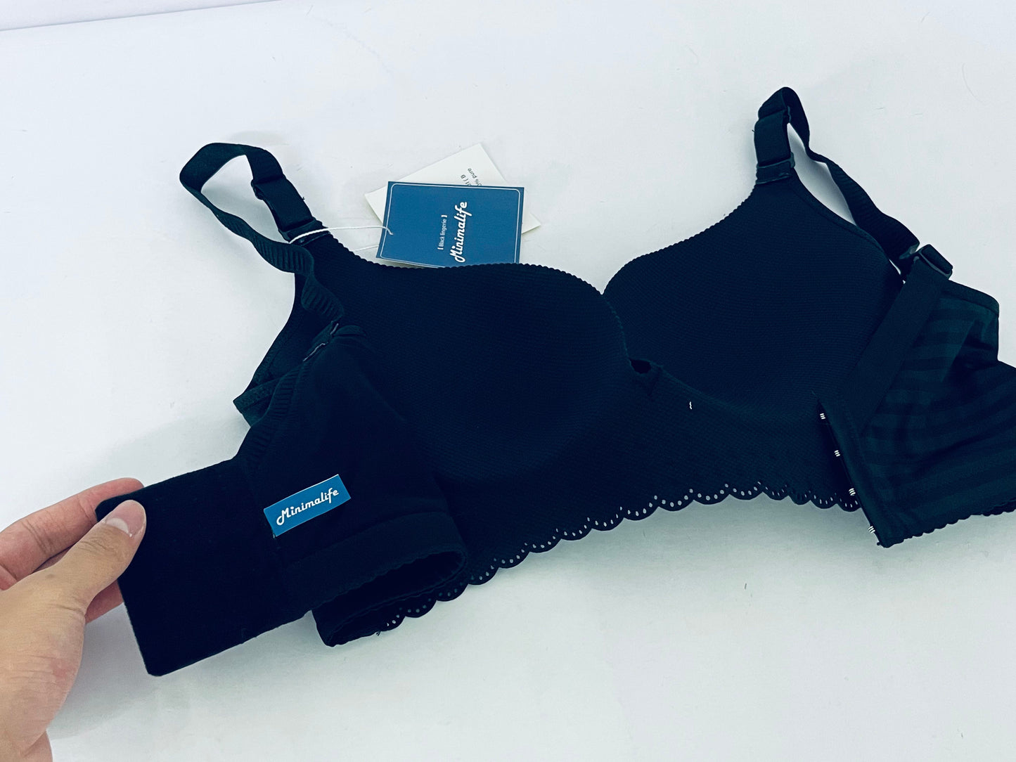 Minimalife Striped Push-Up Bra | Skin-Friendly Lace-Trimmed Adjustable Bra, Comfort & Support for All-Day Wear