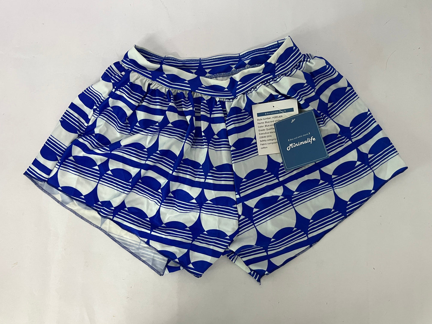 【Minimalife Blue & White Geometric Art Shorts】