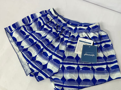 【Minimalife Blue & White Geometric Art Shorts】