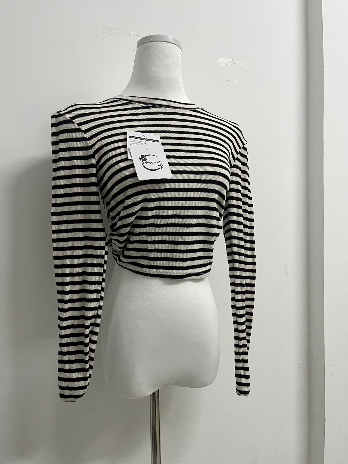 Minusmart Tops as clothing Women's Striped Tie Front Tops Long Sleeve Boat Neck Casual T Shirts