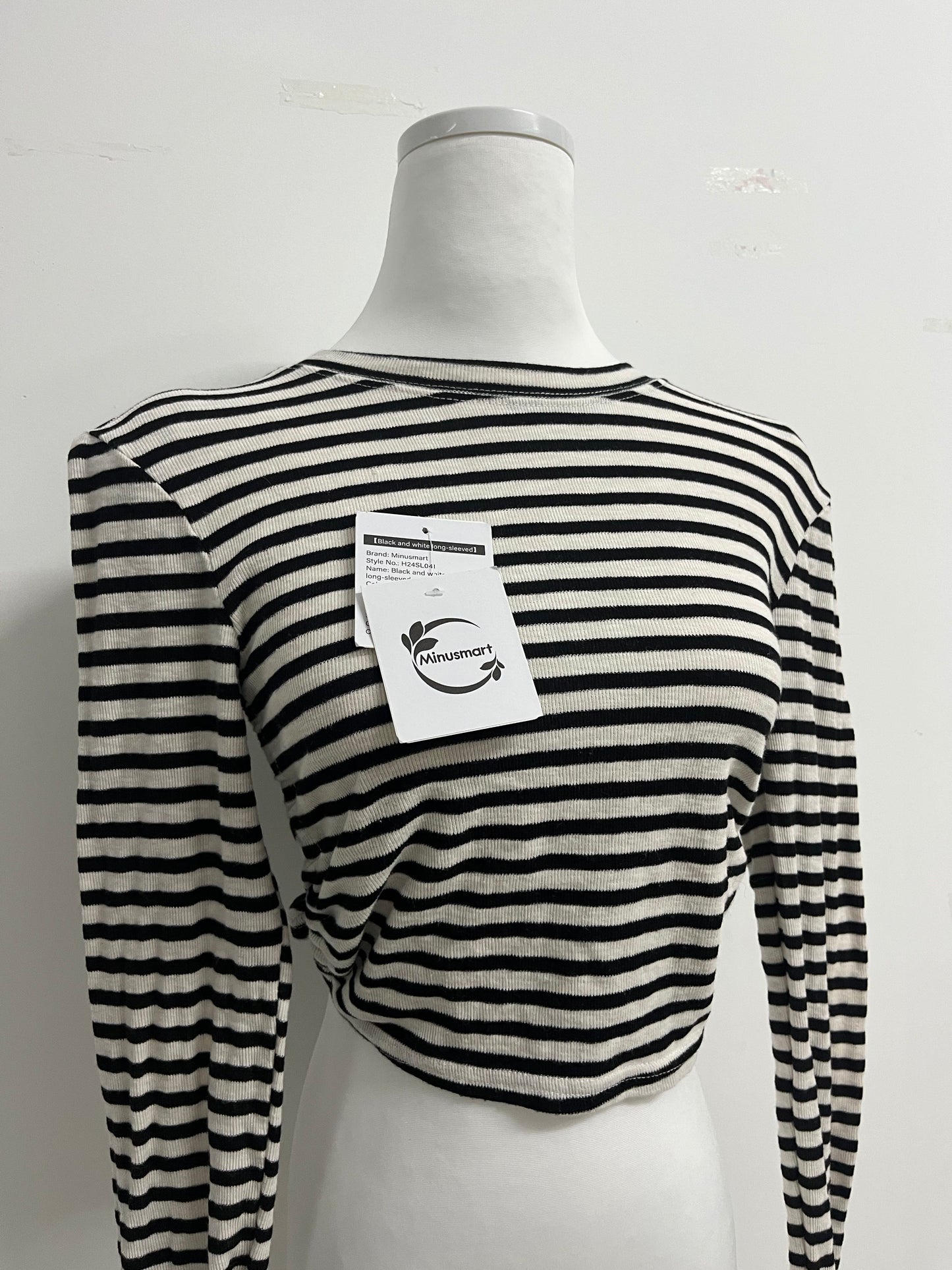 Minusmart Tops as clothing Women's Striped Tie Front Tops Long Sleeve Boat Neck Casual T Shirts