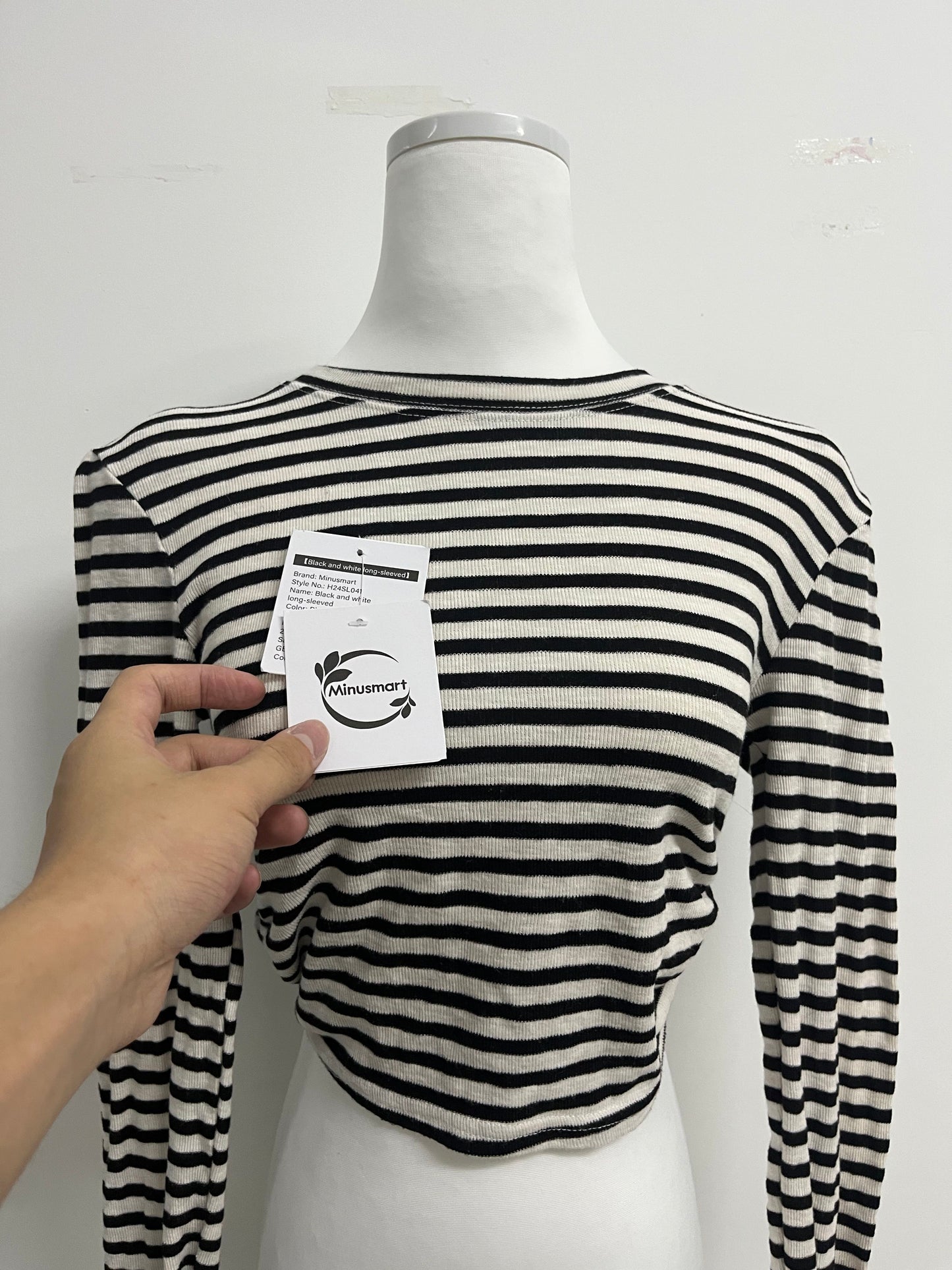 Minusmart Tops as clothing Women's Striped Tie Front Tops Long Sleeve Boat Neck Casual T Shirts