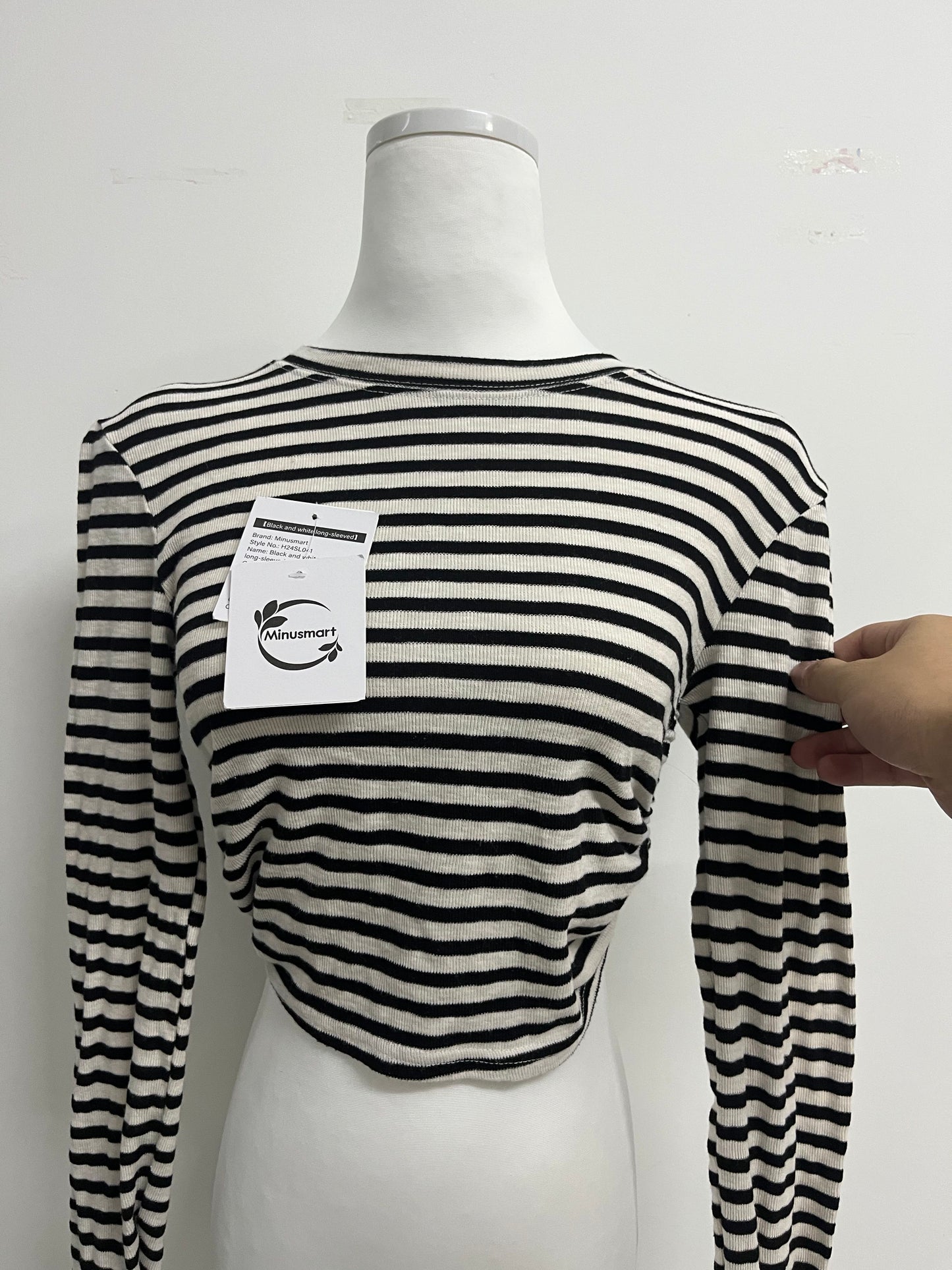 Minusmart Tops as clothing Women's Striped Tie Front Tops Long Sleeve Boat Neck Casual T Shirts