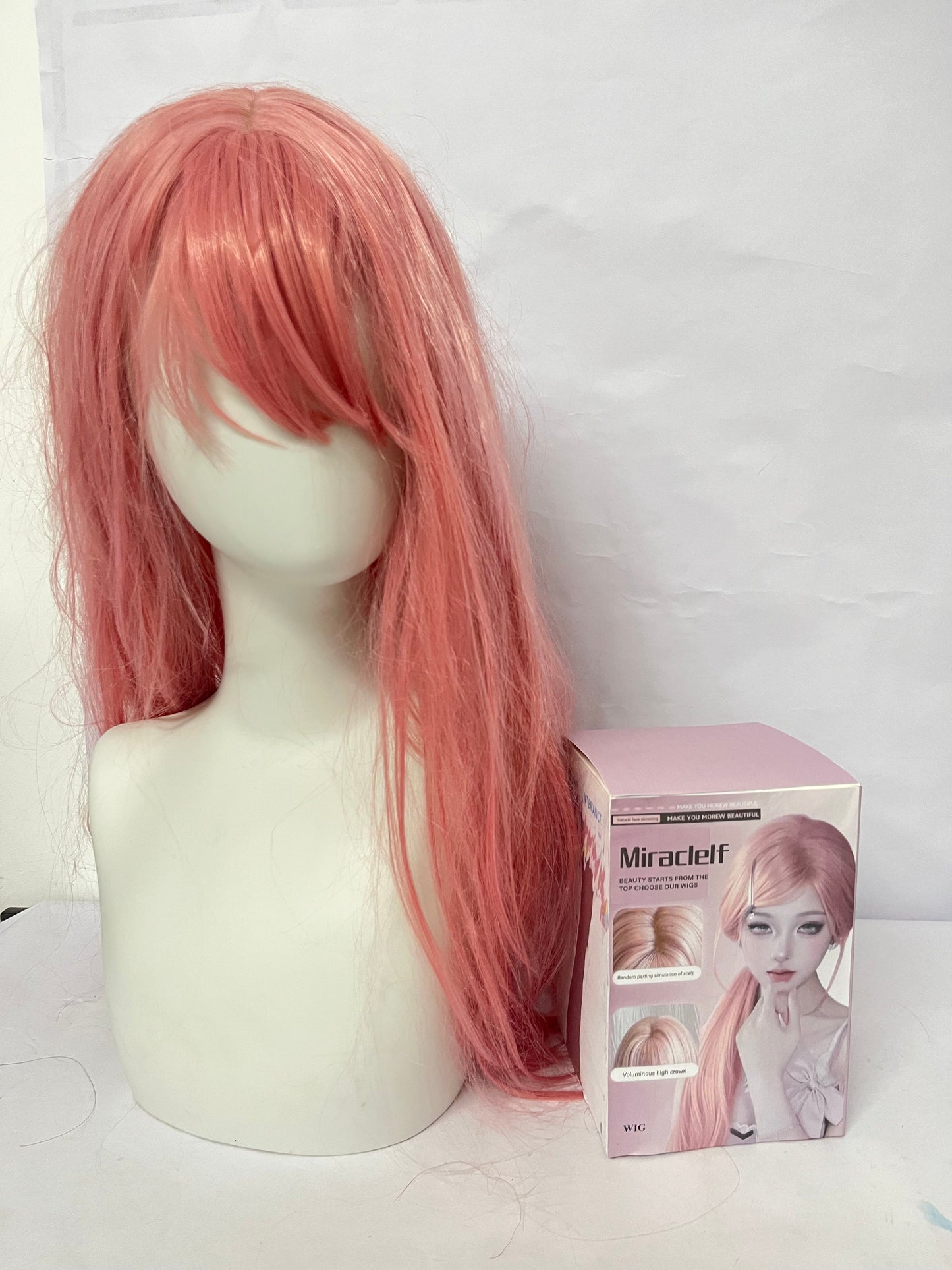 Miraclelf Wigs Pink Soft Curly Wig - Switch Styles with One Click and Unlock Your Dreamy Styling New Experience