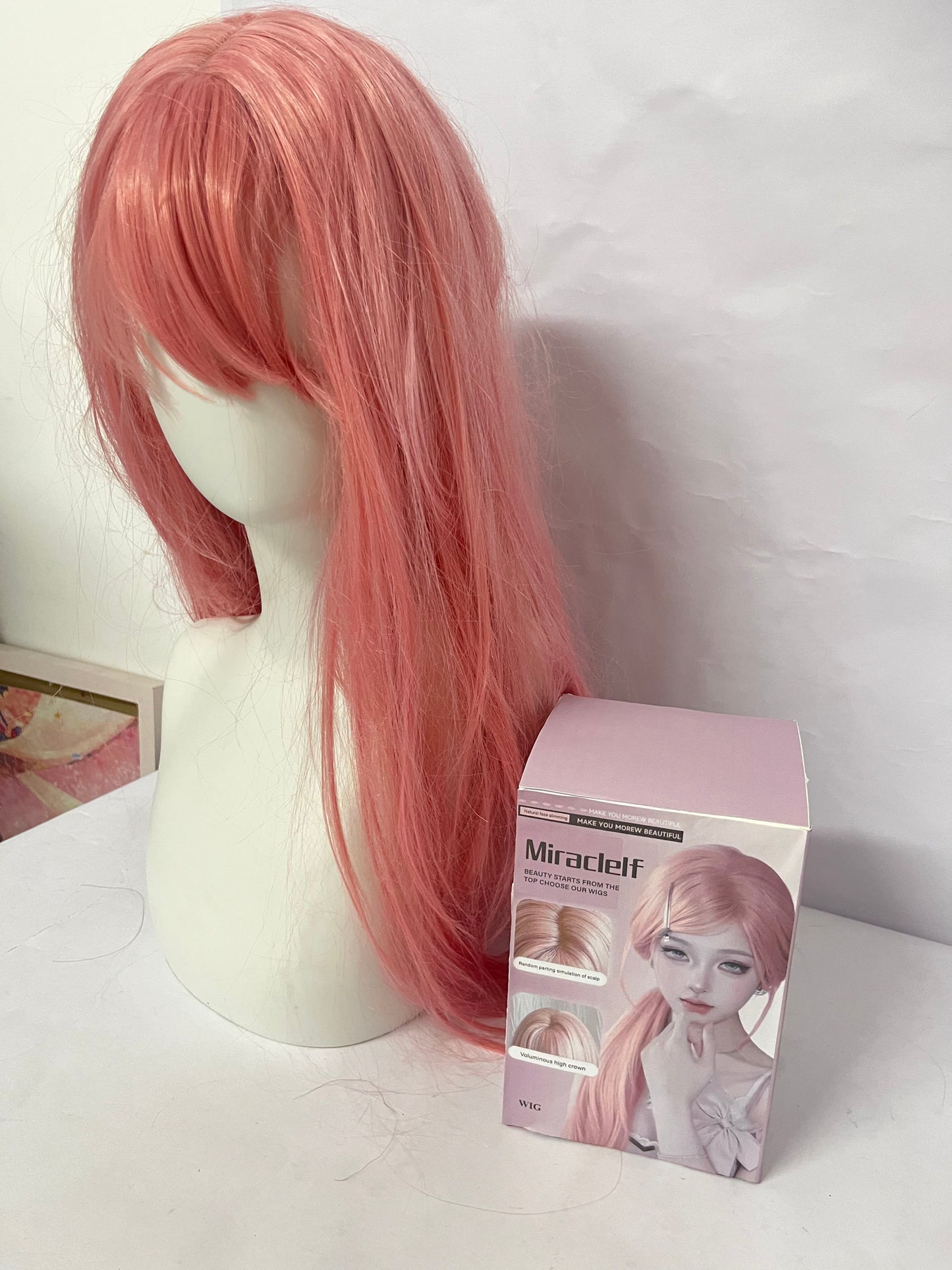 Miraclelf Wigs Pink Soft Curly Wig - Switch Styles with One Click and Unlock Your Dreamy Styling New Experience