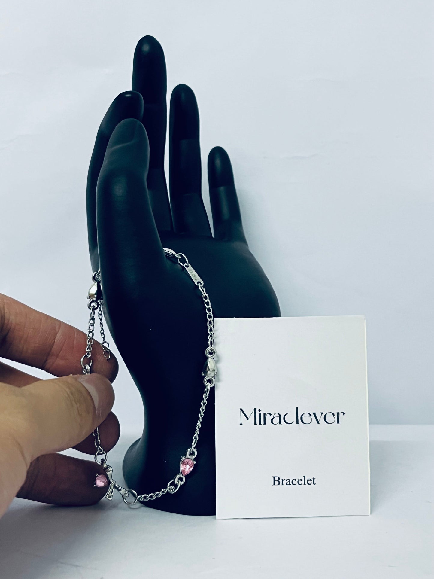 Miraclever Beaded Cuban Cubic Zirconia Simulated Diamond Station Infinity Chain Bracelets for Women | Adjustable Chain Bracelet