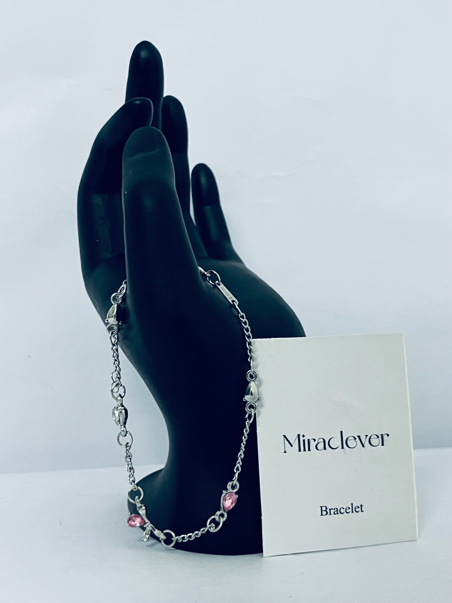 Miraclever Beaded Cuban Cubic Zirconia Simulated Diamond Station Infinity Chain Bracelets for Women | Adjustable Chain Bracelet