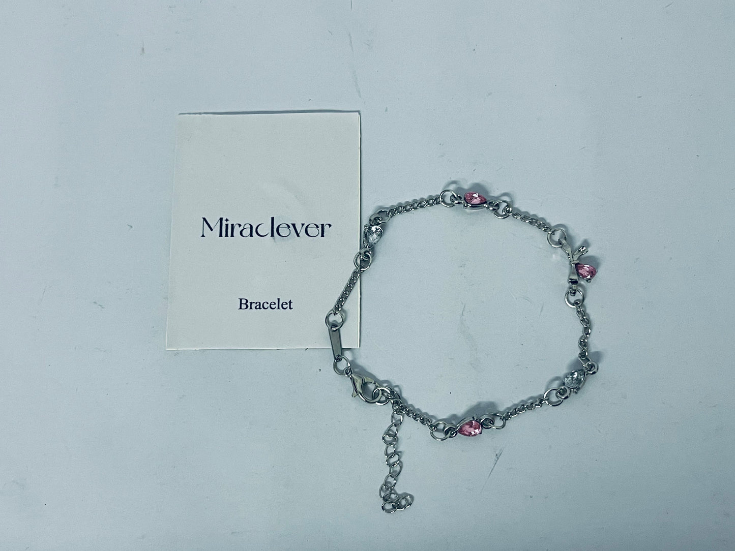 Miraclever Beaded Cuban Cubic Zirconia Simulated Diamond Station Infinity Chain Bracelets for Women | Adjustable Chain Bracelet