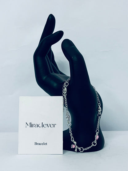Miraclever Beaded Cuban Cubic Zirconia Simulated Diamond Station Infinity Chain Bracelets for Women | Adjustable Chain Bracelet