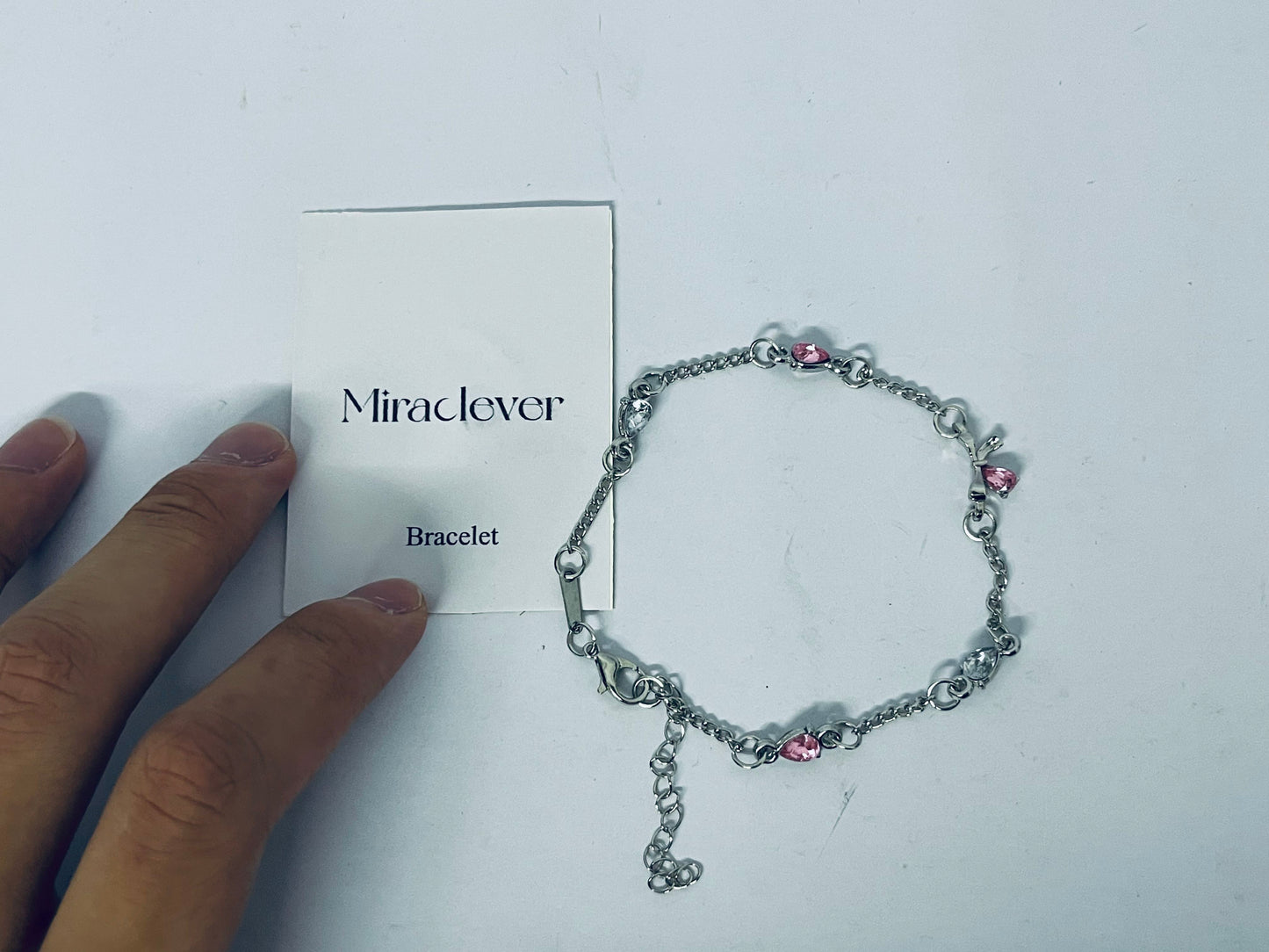 Miraclever Beaded Cuban Cubic Zirconia Simulated Diamond Station Infinity Chain Bracelets for Women | Adjustable Chain Bracelet