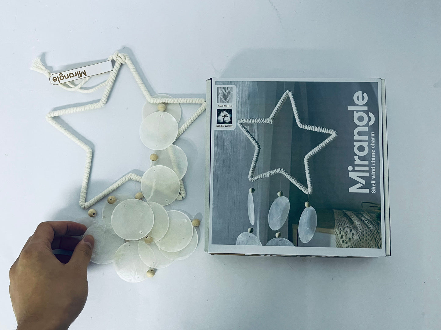 Mirangle Decorative Star Shaped Shell Wind Chime for Garden Patio Relaxing Crisp Sound Outdoor Indoor Hanging Ornament Home and Backyard
