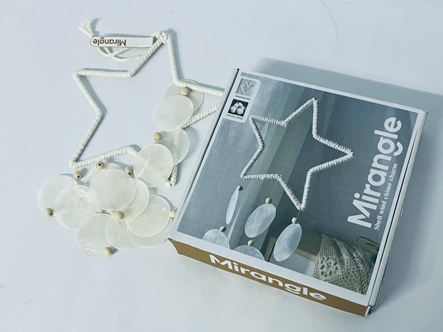 Mirangle Decorative Star Shaped Shell Wind Chime for Garden Patio Relaxing Crisp Sound Outdoor Indoor Hanging Ornament Home and Backyard