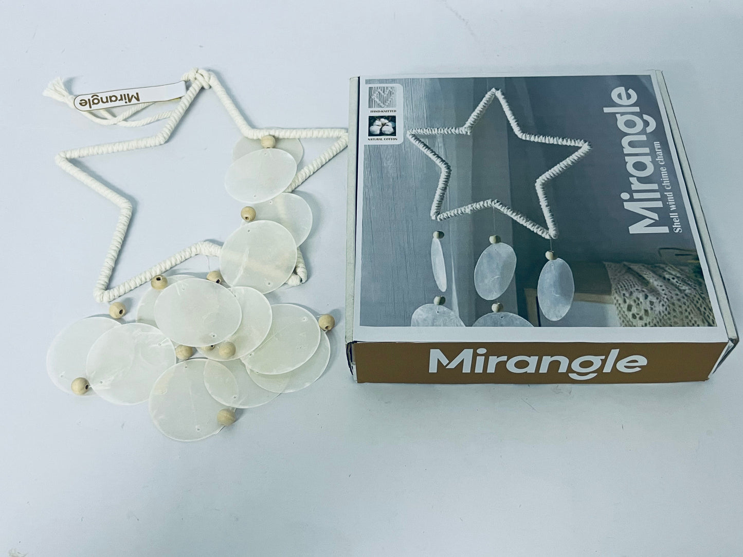 Mirangle Decorative Star Shaped Shell Wind Chime for Garden Patio Relaxing Crisp Sound Outdoor Indoor Hanging Ornament Home and Backyard